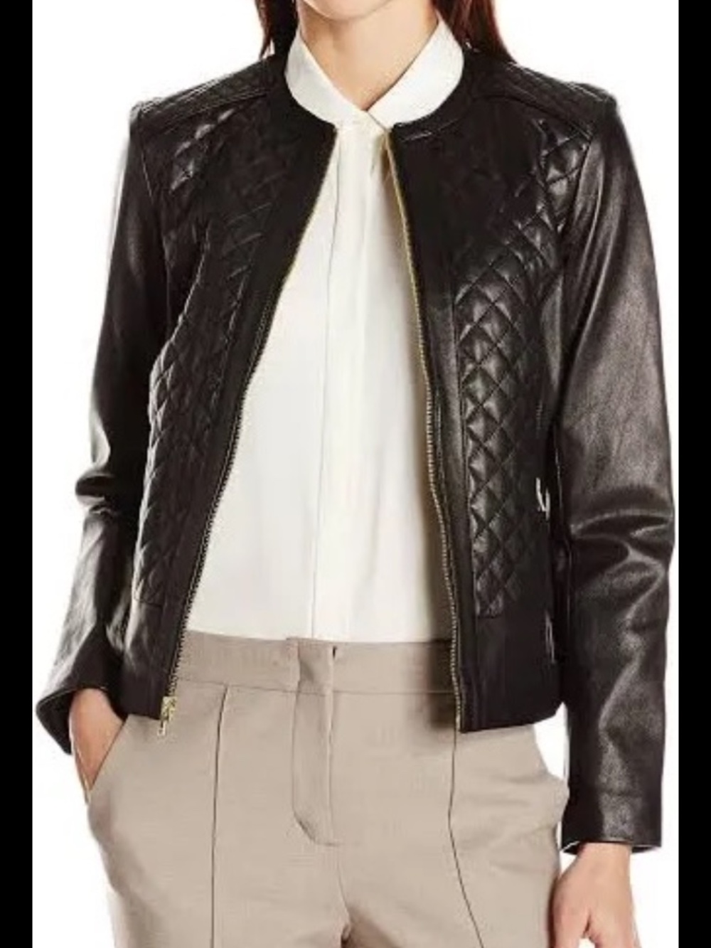 Cole Haan Quilted Leather Jacket Medium